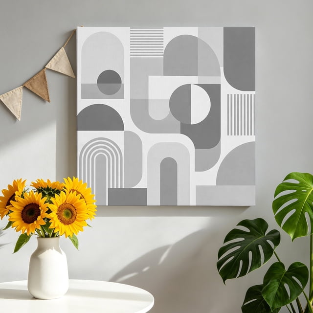 Arch Sun Moon Line Canvas Wall Art, Modern Abstract Boho Minimalist ...