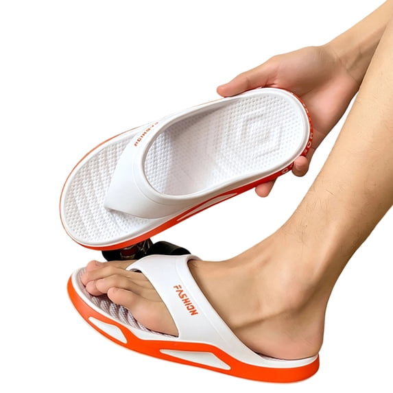 Arch Support Flip Flops for Men Women, Non Slip Odor Resistant EVA Thong Sandals, Wide Fit Beach Shower Slippers for Indoor Outdoor Summer Travel (Saffron, 40)
