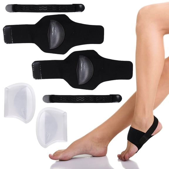 Arch Support Foot Pad Silicone Heel Pads Adjustable Strap to Prevent Slipping Insoles