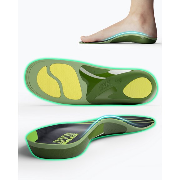 Arch Support Inserts, DynWalker Metatarsal Pads,Relief Plantar Fasciitis,Flat Feet,Overpronation,Heel Bone Spur,Green,S