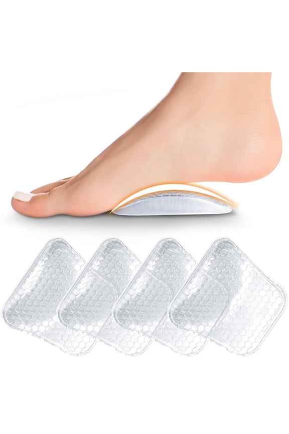 Women for Flat Feet, Gel Arch Inserts for Plantar Fasciitis Relief, Non-Slip Arch Support Pads, Two-Option of Different Heights (High-Clear)
