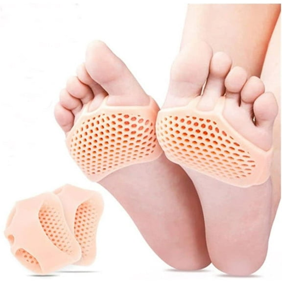 Arch Support Insoles 2 Pair Metatarsal Pads Ball of Foot Cushions - Silicone Padded Forefoot Insoles Shoes Pad Gel High Heel Shoe Insert Beige