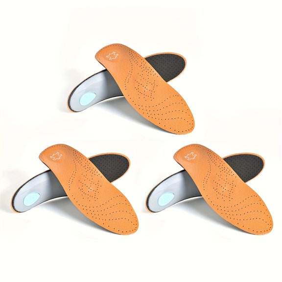 Arch Support Insoles, Artificial Leather Breathable and Wear-Resistant, Suitable for Casual Shoes and Faux Leather Shoes, 3 Pair