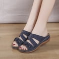 thumbnail image 1 of Arch Support Sandals Women's Summer Shoes Sandals for Women Wedge Shoes Slip On Dressy Sandal Summer Comfortable Casual Slides Sandals Lightweight Memory Foam Walking Platform Blue 9, 1 of 5