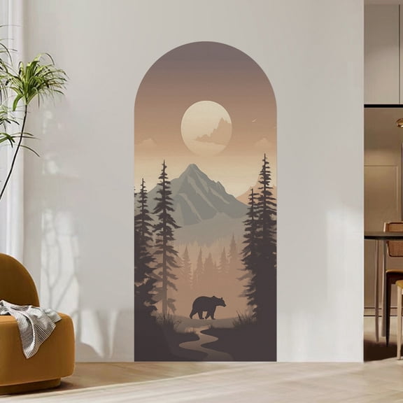 Arch Wall Decals Peel and Stick Boho Floral Wall Sticker 72" H x 32" W Large Flower Mural for Door Decor Removable Lanscape Wall Decal for Bedroom Living Room Office Spring Decor