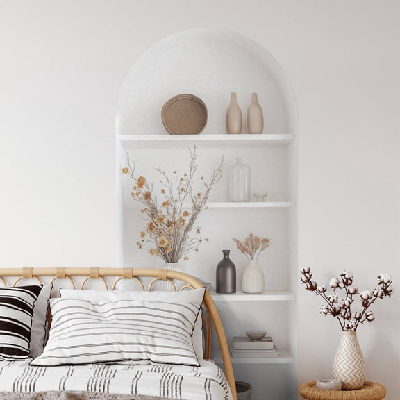 Arch Wall Decals Peel and Stick Boho Floral Wall Sticker 72" H x 32" W Large Flower Mural for Door Decor Removable Lanscape Wall Decal for Bedroom Living Room Office Spring Decor