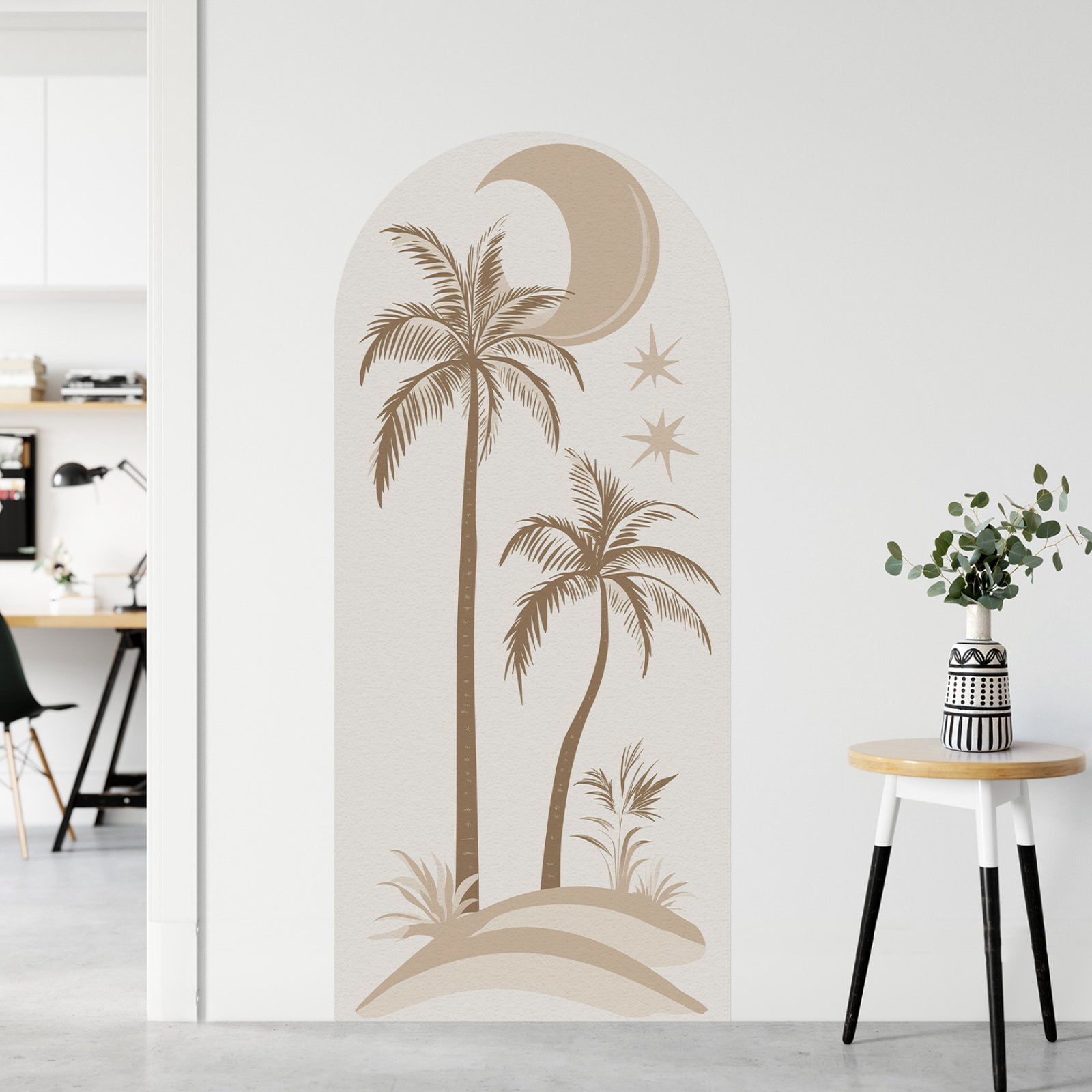 Arch Wall Decals Peel and Stick Boho Floral Wall Sticker 72" H x 32" W Large Flower Mural for Door Decor Removable Lanscape Wall Decal for Bedroom Living Room Office Spring Decor