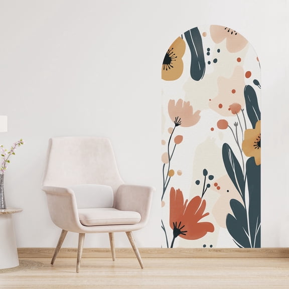 Arch Wall Decals Peel and Stick Boho Floral Wall Sticker 72" H x 32" W Large Flower Mural for Door Decor Removable Lanscape Wall Decal for Bedroom Living Room Office Spring Decor