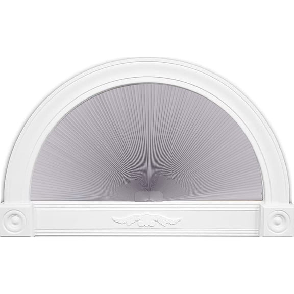 Arch Window Light Filtering Shades, Half Circle Round Pleated Blinds (Radius: 36") Dual Color Semi Circular Cellular Curtains, Easy Cut and Install,Grey-White