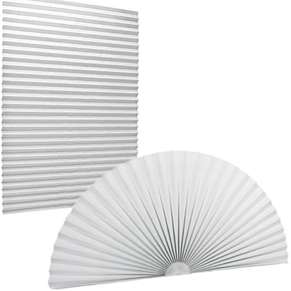 Arch Window Shade Half Circle Pleated Shade Blinds 60%-70% Shade Upgrades Self Adhesive Half Moon Round Window Covering Easy to Cut and Install for Front Door Arch Window18 W x 36" L