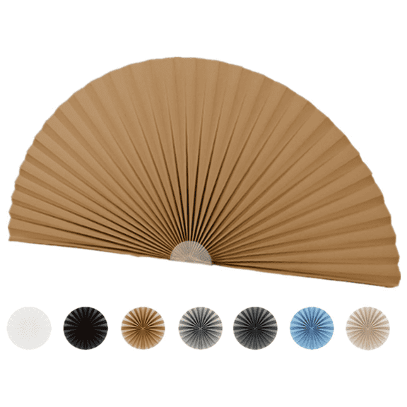 Arch Window Shade Light Filtering Pleated Shade Half Circle Self Adhesive Fabric Blinds Room Darkening Shades Stick on Easy Install Blinds Semi Circle Window Cover Coffee 60CM