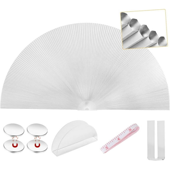 Arch Window Shades Half Circle Blackout Cellular Shades Cordless Pleated Fabric Blind No Drill Blinds for Windows Half Moon Honeycomb Fabric Can Unfolding Easy Install (White 36"X72")