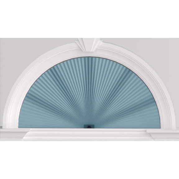 Arch Window Shades Half Circle Light Filtering Cellular Shades Cordless No Drill Blinds for Windows Half Moon Honeycomb Fabric No Tools Shades Easy Install (1PCS Blue 72" W X 36" H)