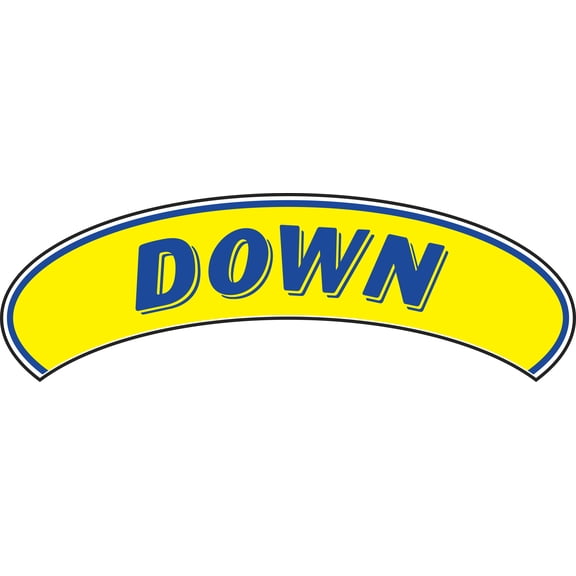 Arch Windshield Slogan Sticker - Blue/Yellow - "Down" - 2 3/4W x 12L - Pack of 12