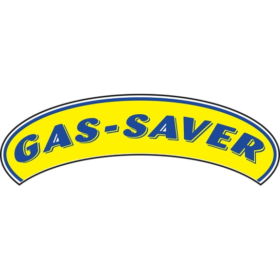 Arch Windshield Slogan Sticker - Blue/Yellow - "Gas Saver" - 2 3/4ʺW x 12ʺL - Pack of 12
