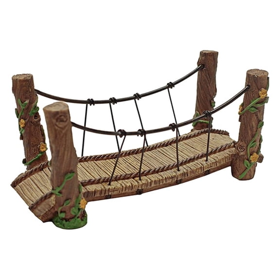 Arch Wooden Rope Bridge Outdoor Fairy Garden Ornament Miniature Dollhouse Accessory