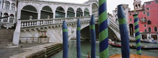 Arch bridge across a canal Rialto Bridge Grand Canal Venice Italy Canvas Art - Panoramic Images (36 x 13)