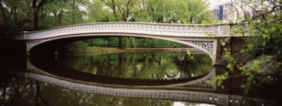 Arch bridge across a lake Central Park Manhattan New York City New York State USA Canvas Art - Panoramic Images (30 x 12)
