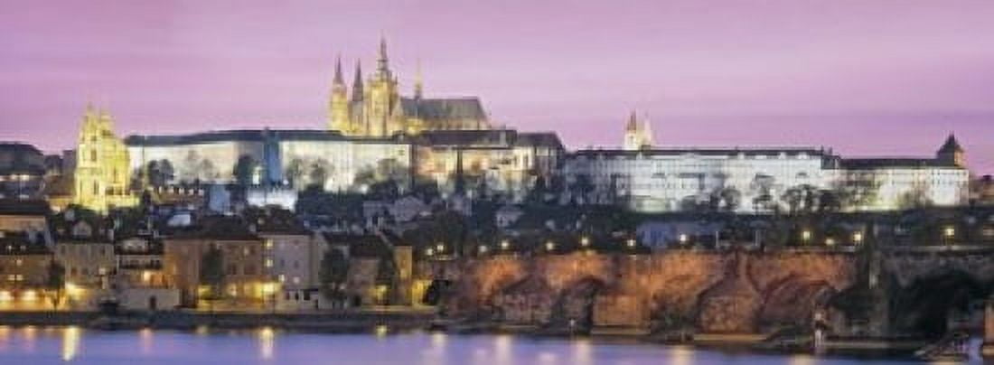 Arch bridge across a river Charles Bridge Hradcany Castle St Vitus Cathedral Prague Czech Republic Canvas Art - Panoramic Images (18 x 7)
