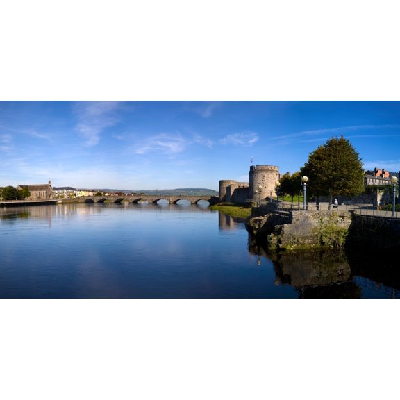 Arch bridge across a river Thomond Bridge King Johns Castle River Shannon Limerick Republic Of Ireland Canvas Art - Panoramic Images (27 x 9)