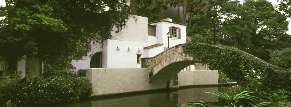 Arch bridge at San Antonio River Walk San Antonio Texas USA Canvas Art - Panoramic Images (36 x 12)
