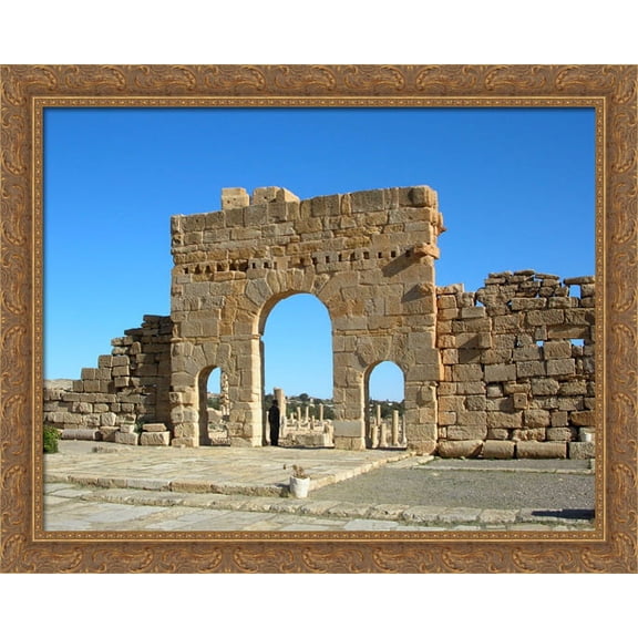 Arch of Antoninus Pius, Sbeitla, Tunisia 36x28 Large Gold Ornate Wood Framed Canvas Art