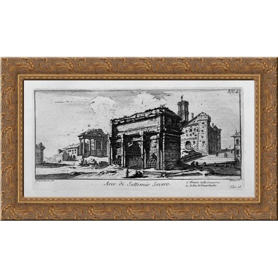 Arch of Constantine in Rome 24x17 Gold Ornate Wood Framed Canvas Art by Piranesi, Giovanni Battista