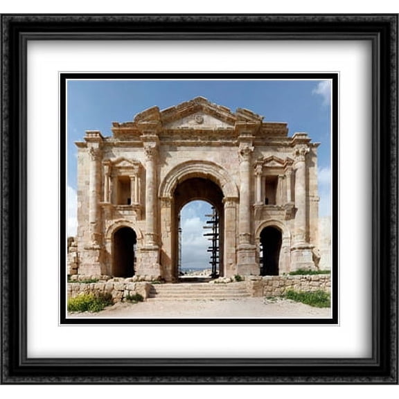 Arch of Hadrian, Roman Empire 2x Matted 30x28 Large Black Ornate Framed Art Print by The Cityscape Art Print Series