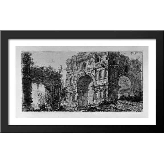 Arch of Titus in Rome 40x24 Large Black Wood Framed Print Art by Giovanni Battista Piranesi
