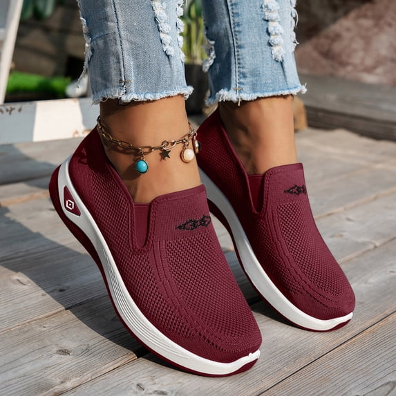 Arch support Shoes for Women Wide Width Dressy Comfortable Walking Shoes Woven Soft Breathable Running Sneakers Casual Lightweight Outdoor Footwear Ladies Slip On Sneaker Going Out,36