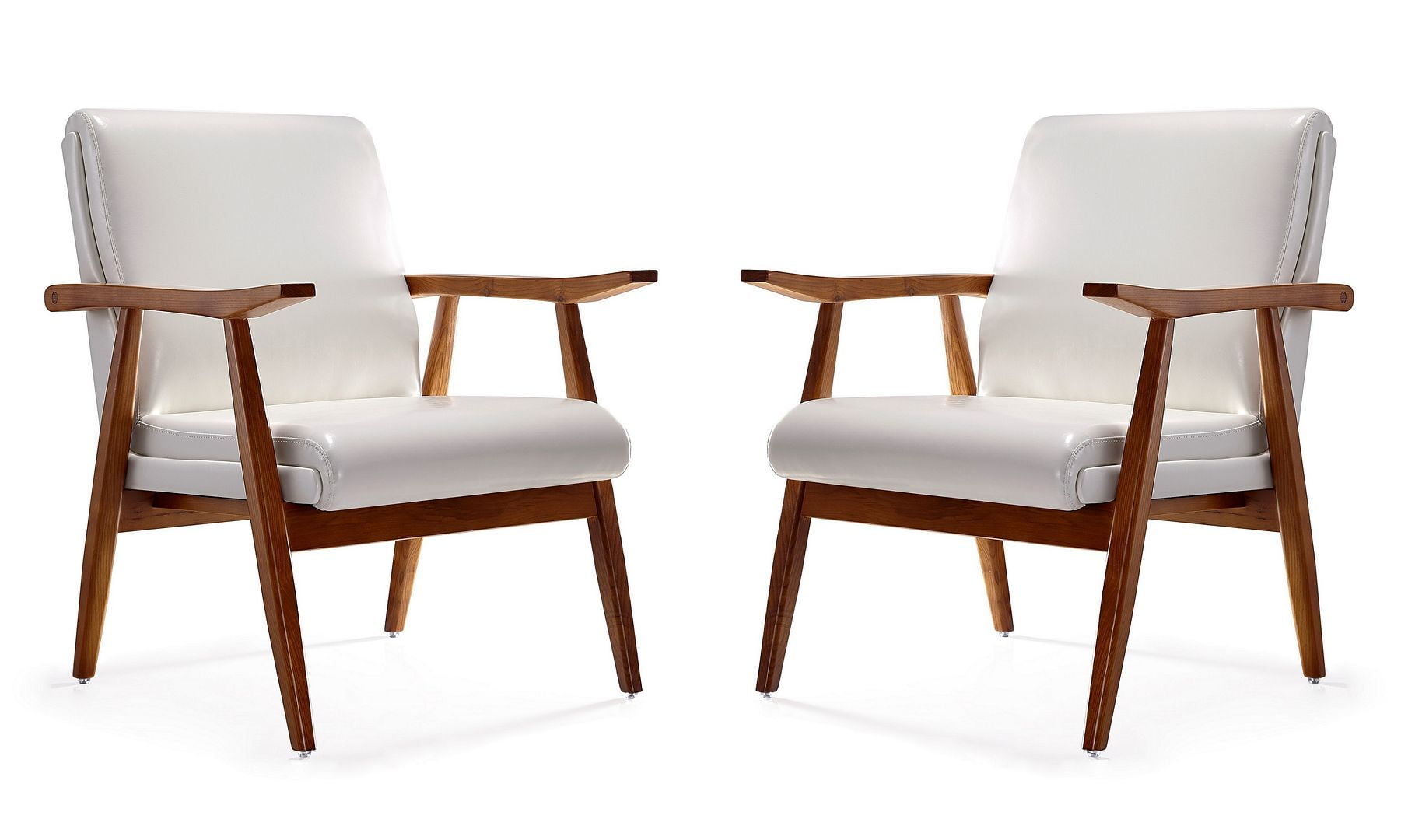 Archduke Mid-Century Modern White & Amber Faux Leather Accent Chair