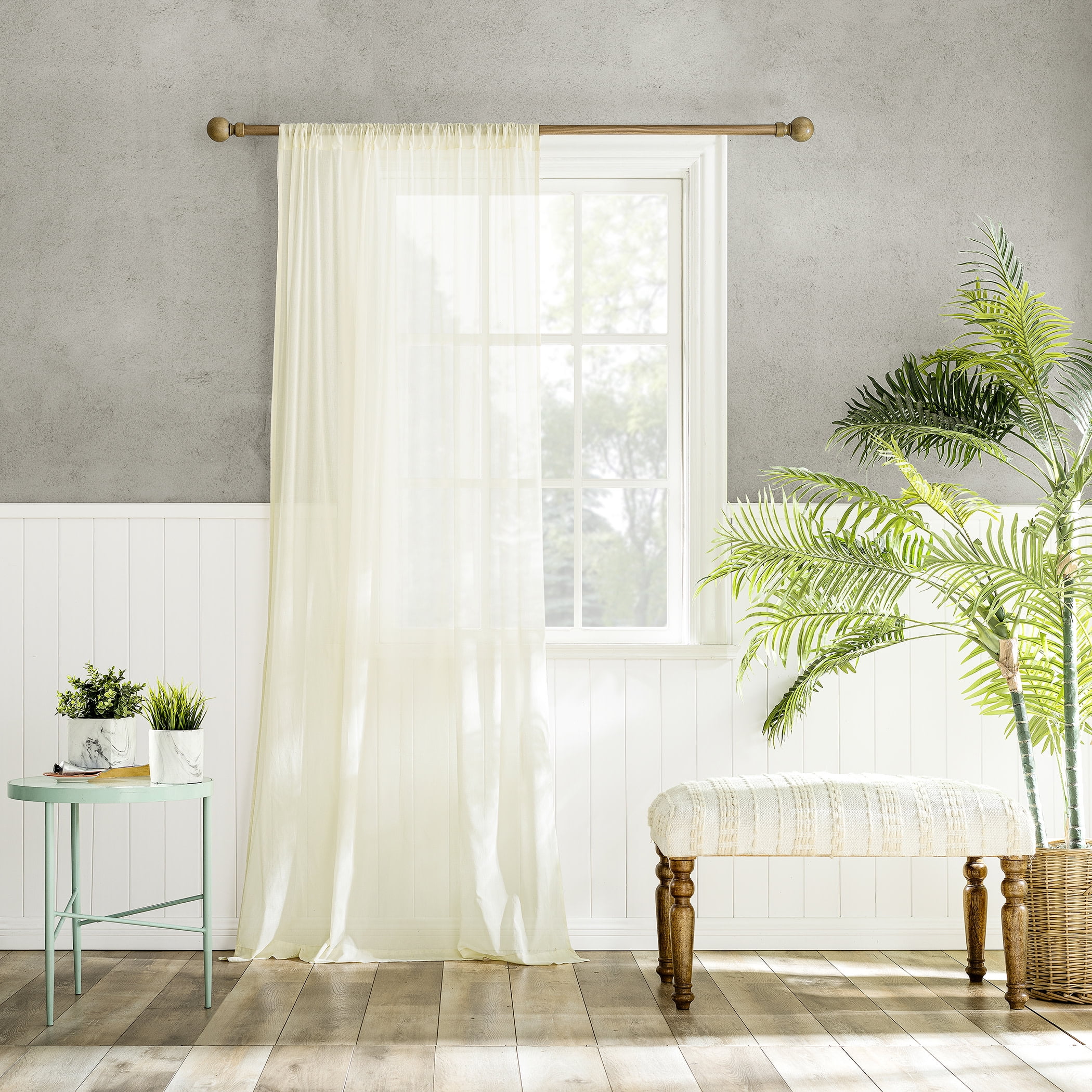 Cream Sheer Cotton Rod Pocket Window Panel 50" x 84"