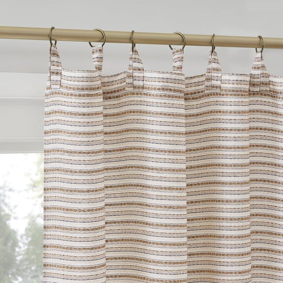 Archaeo 2-pack Woven Stripes Ring Top Curtains, 50"W x 84"L, Pecan