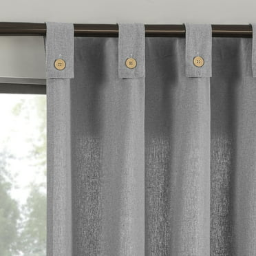 Archaeo Cotton Blend Button Tab Top Curtain, 40"x63", Gray