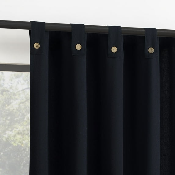 Archaeo Cotton Blend Button Tab Top Curtain, 40"x63", Navy Blue