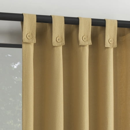 Archaeo  Cotton Blend Button Semi-Sheer  Tab Top Single Curtain Panel, 1 Panel, Camel, 40”W x 84"L