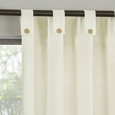 Archaeo Cotton Blend Button Tab Top Curtain, 40"x84", Cream