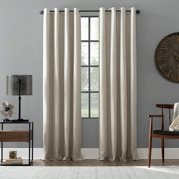 Archaeo Linen Blend Blackout Grommet Top Curtain, 52"x84", Pearl
