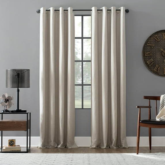 Archaeo Linen Blend Blackout Grommet Top Single Curtain Panel