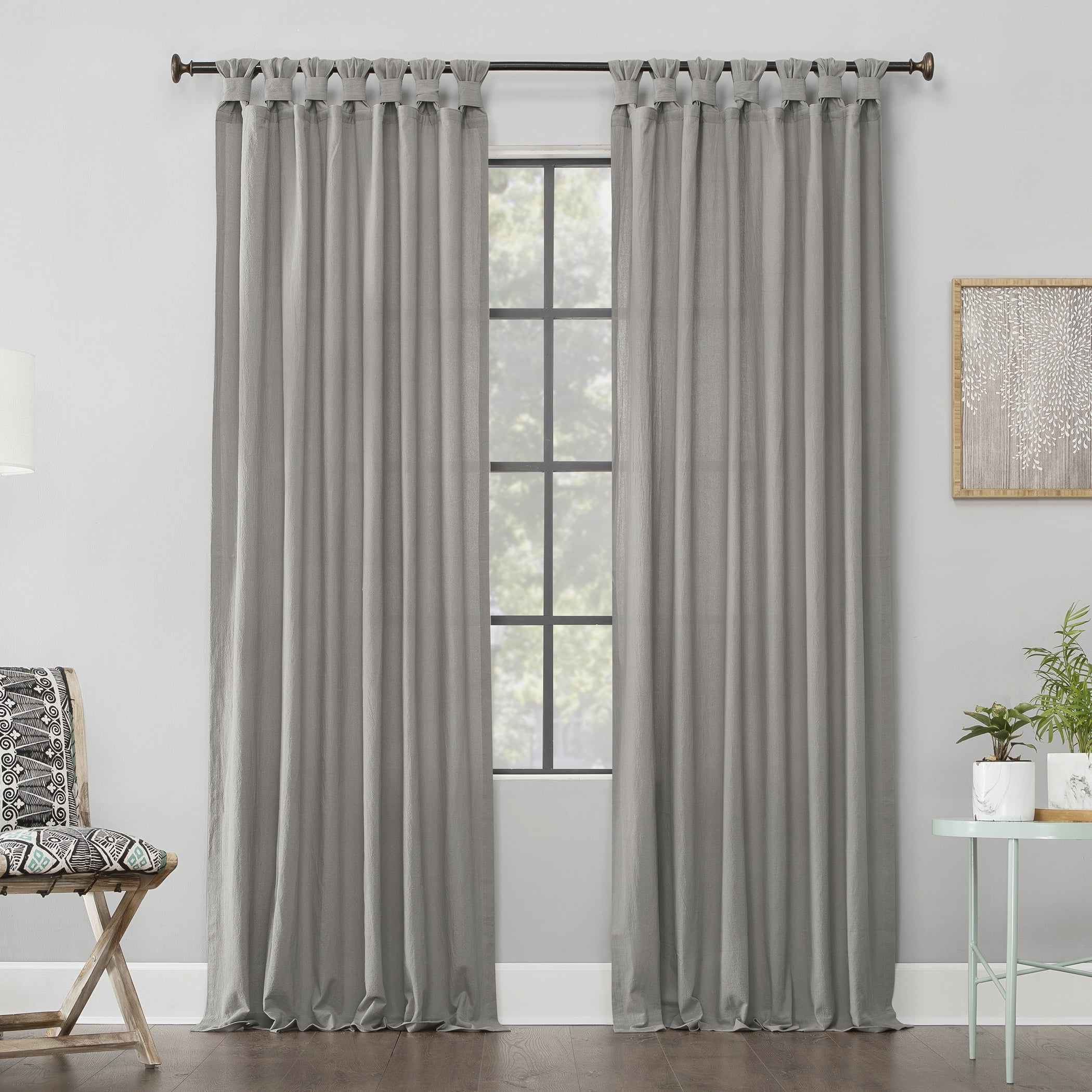 Silver Sheer Cotton Tab Top Window Panel