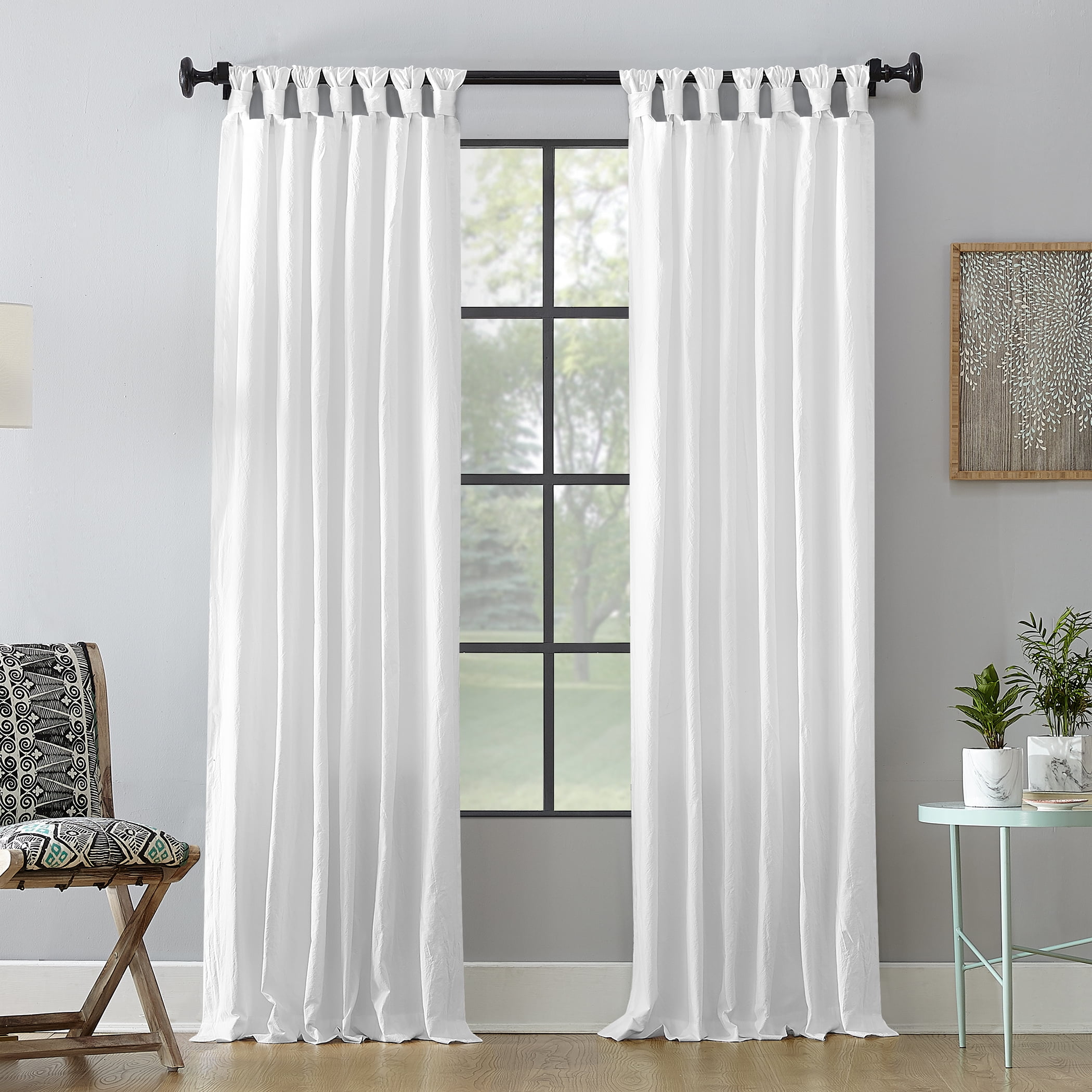 White Cotton Sheer Tab Top Window Panel