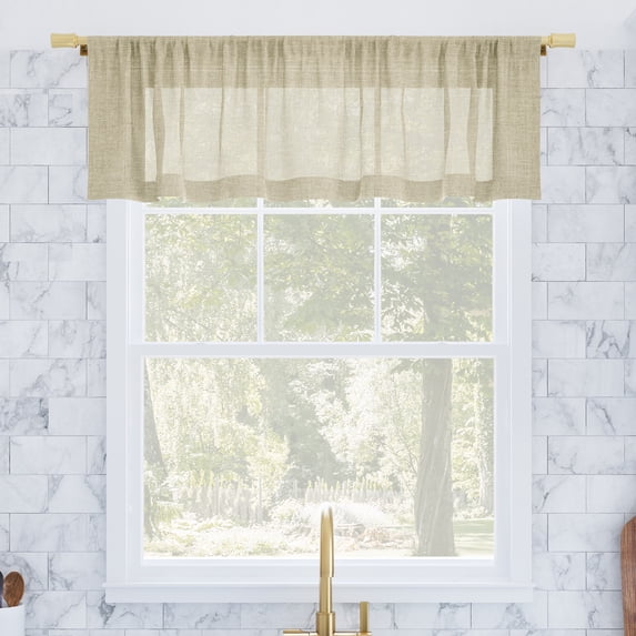Archaeo Slub Textured Linen Blend Cafe Curtain Valance, 56"W X 14"L, Linen