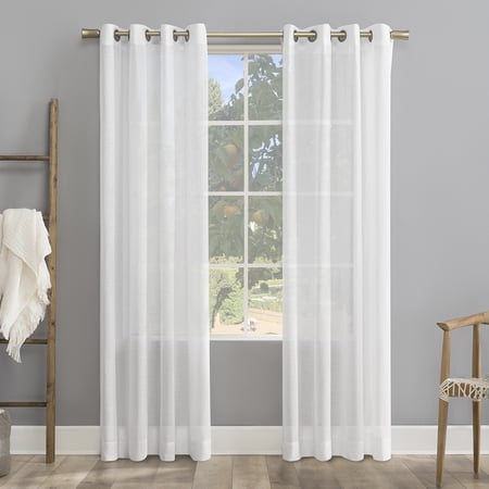 Archaeo Slub Textured Linen Blend Grommet Top Curtain, 52"x108", White