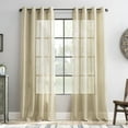 thumbnail image 1 of Archaeo Slub Textured Linen Blend Grommet Top Curtain, 52"x63", Sand, 1 of 8