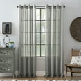 thumbnail image 1 of Archaeo Slub Textured Linen Blend Grommet Top Curtain, 52"x95", Gray, 1 of 8