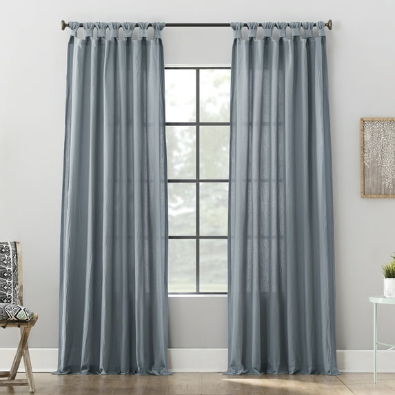 Archaeo Washed Cotton Twist Tab Curtain, 52"W X 63"L, Storm Blue