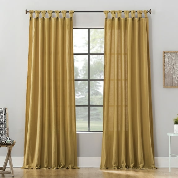 Archaeo Washed Cotton Twist Tab Curtain, 52"W X 84"L, Mustard Yellow