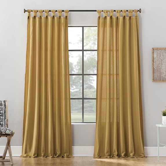Archaeo Washed Cotton Twist Tab Curtain, 52"W X 95"L, Mustard Yellow