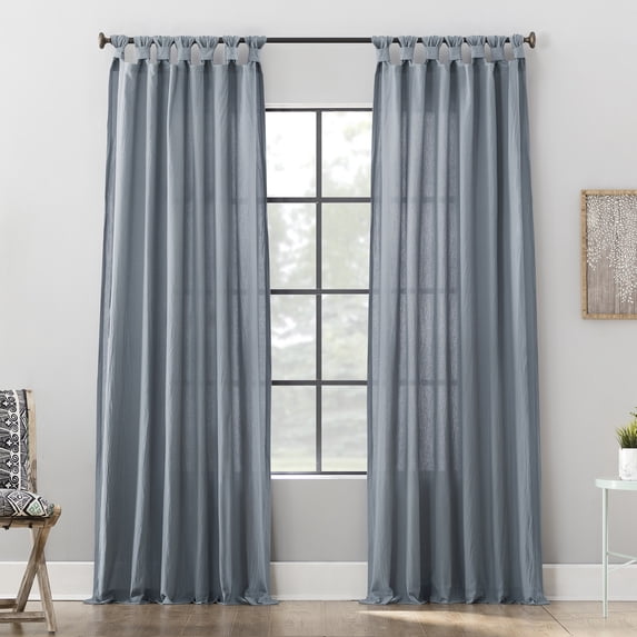 Archaeo Washed Cotton Twist Tab Curtain, 52"W X 95"L, Storm Blue