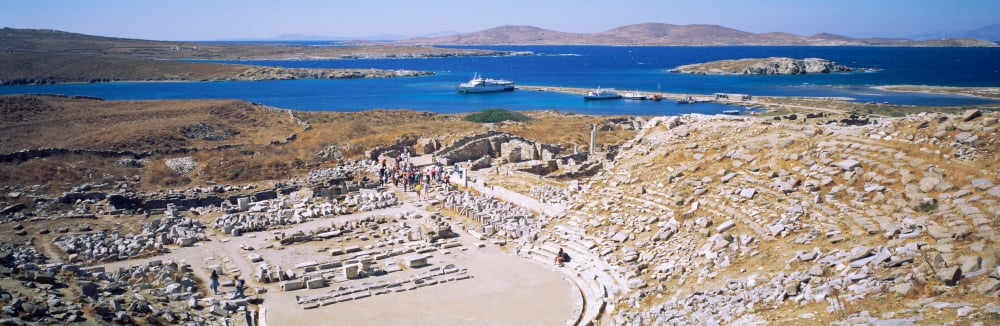 Archaeological site on an island Delos Cyclades Islands Greece Canvas Art - Panoramic Images (12 x 36)